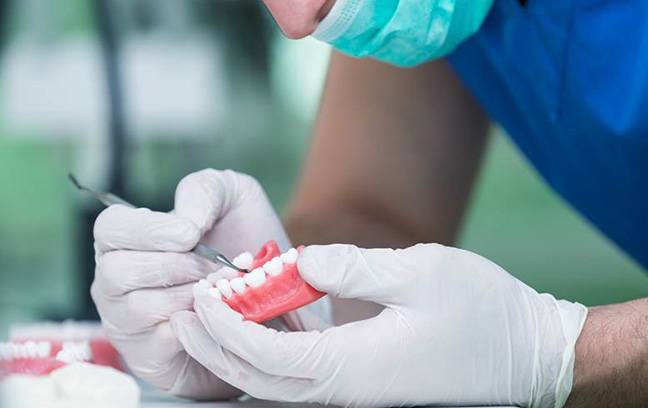 A technician working on dentures in Spring Hill