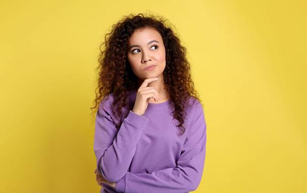 Portrait of woman with curious expression on her face