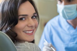 A woman at her dental exam.