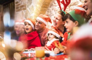 family taking a holiday photo together